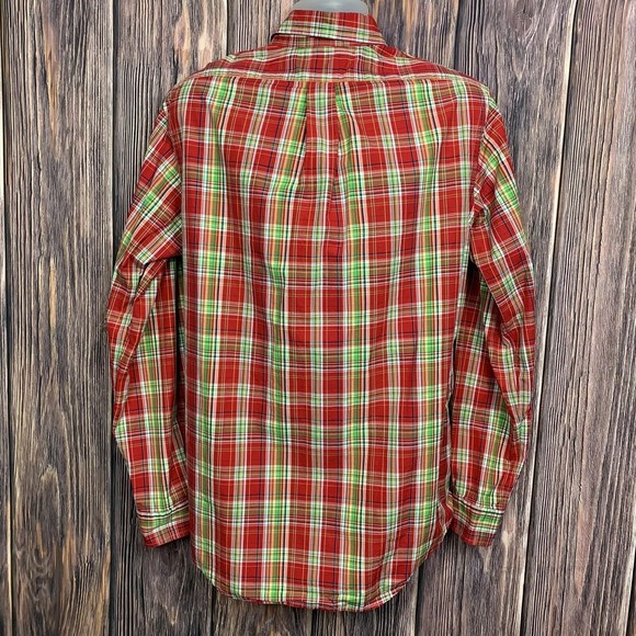 Ralph Lauren Men Red Long Sleeve Plaid Button Classic Pony Logo Shirt Size Large - Picture 2 of 8